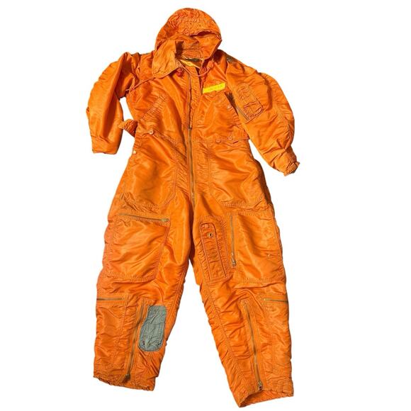 Military US Air Force Mens Flying Coveralls CWU-1P Medium short Orange Vietnam - Picture 1 of 4